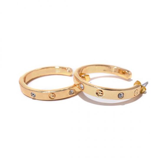 Coach Ring Stud Gold Earrings AJY | Women - Click Image to Close